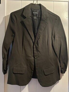Olive green stretch 3/4 length sleeve blazer